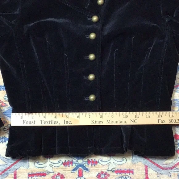 VTG American Rag Black Cotton Velveteen Cropped Lined Jacket - Picture 7 of 16